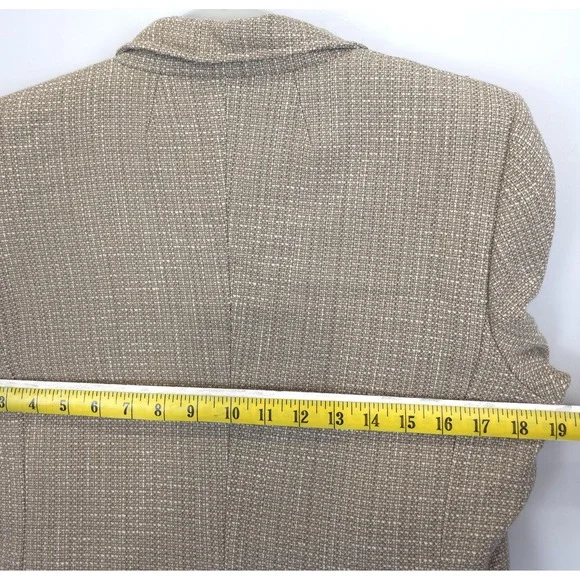 Tommy Hilfiger Blazer Womens 10 Beige Textured Metallic Two Button Lined Jacket - Picture 5 of 14